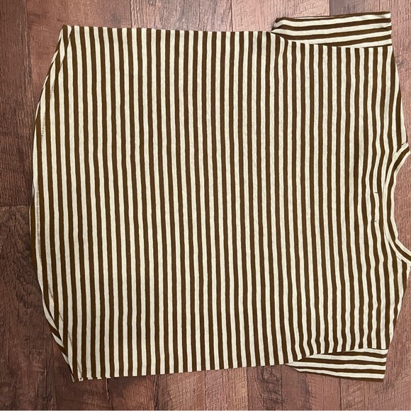 Madewell Brown and Green Striped Tee - Picture 3 of 5